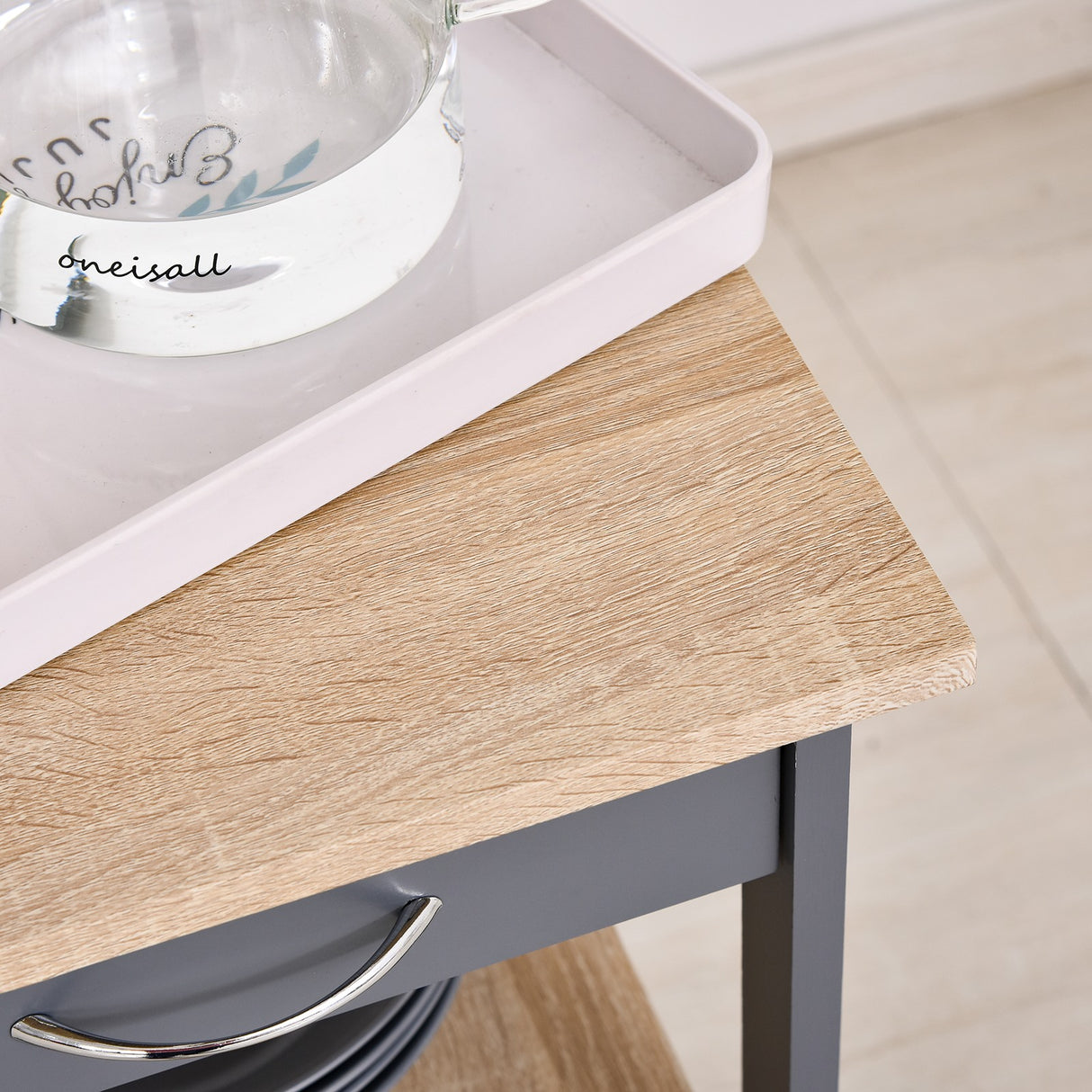 easycomfort easycomfort carrello da cucina portavivande con cassetto 2 ripiani e vassoio estraibile 37x37x76cm grigio