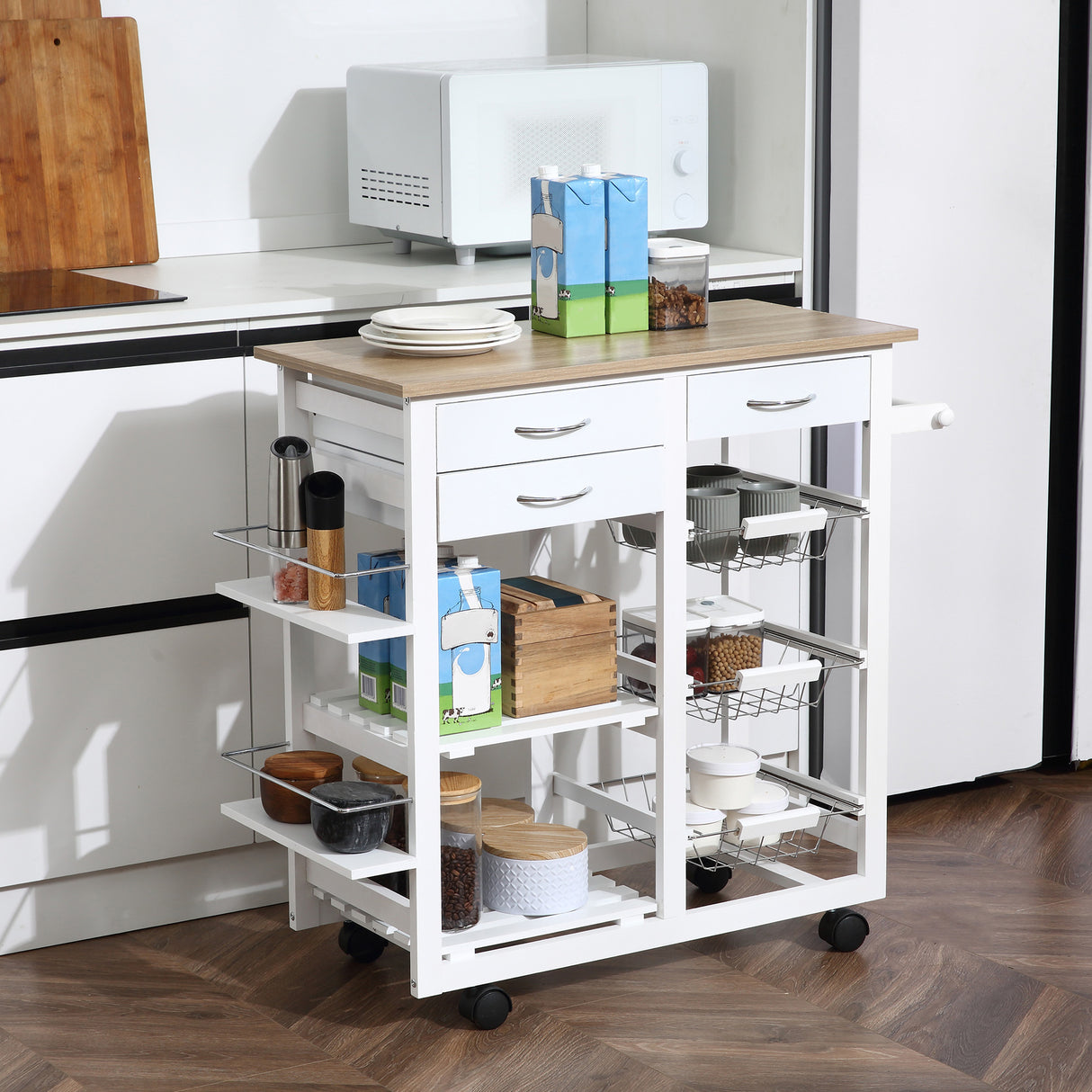 easycomfort easycomfort carrello da cucina salvaspazio in legno mdf bianco 92 x 37 x 82cm ean 8054144134727