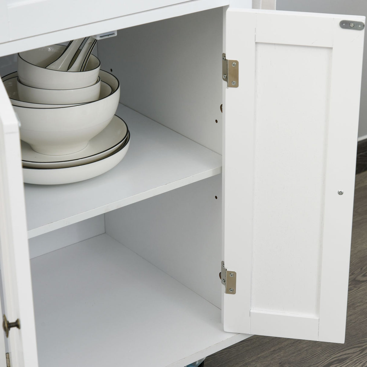 easycomfort easycomfort carrello da cucina portavivande con cassetti e portaspezie in legno 111x44.5x82.5cm bianco