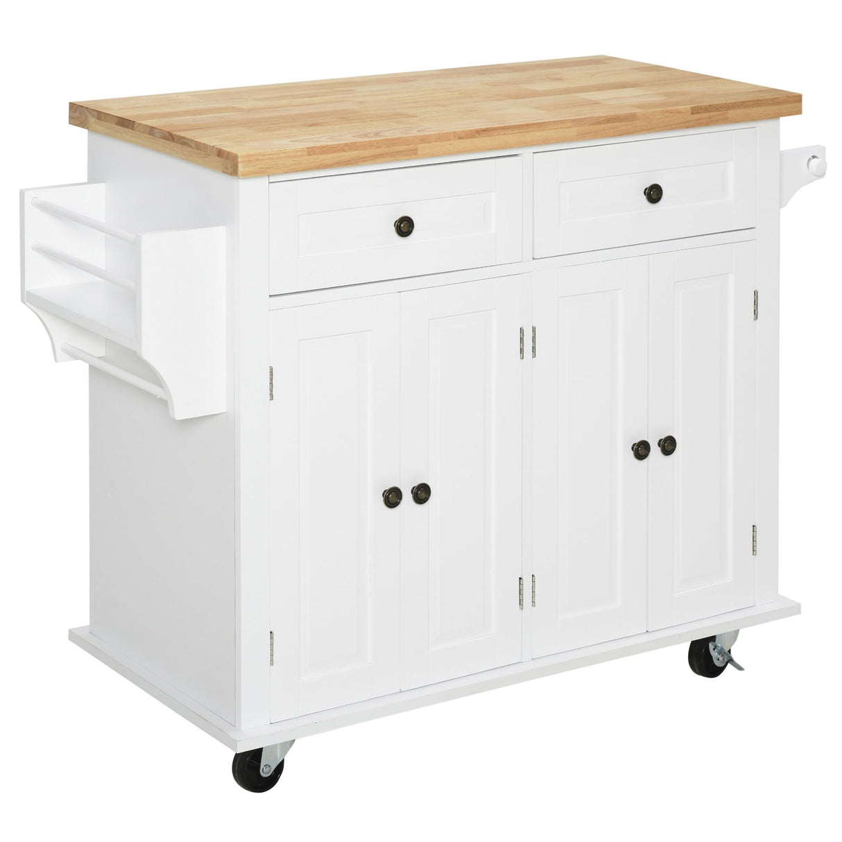 easycomfort easycomfort carrello da cucina portavivande con cassetti e portaspezie in legno 111x44.5x82.5cm bianco