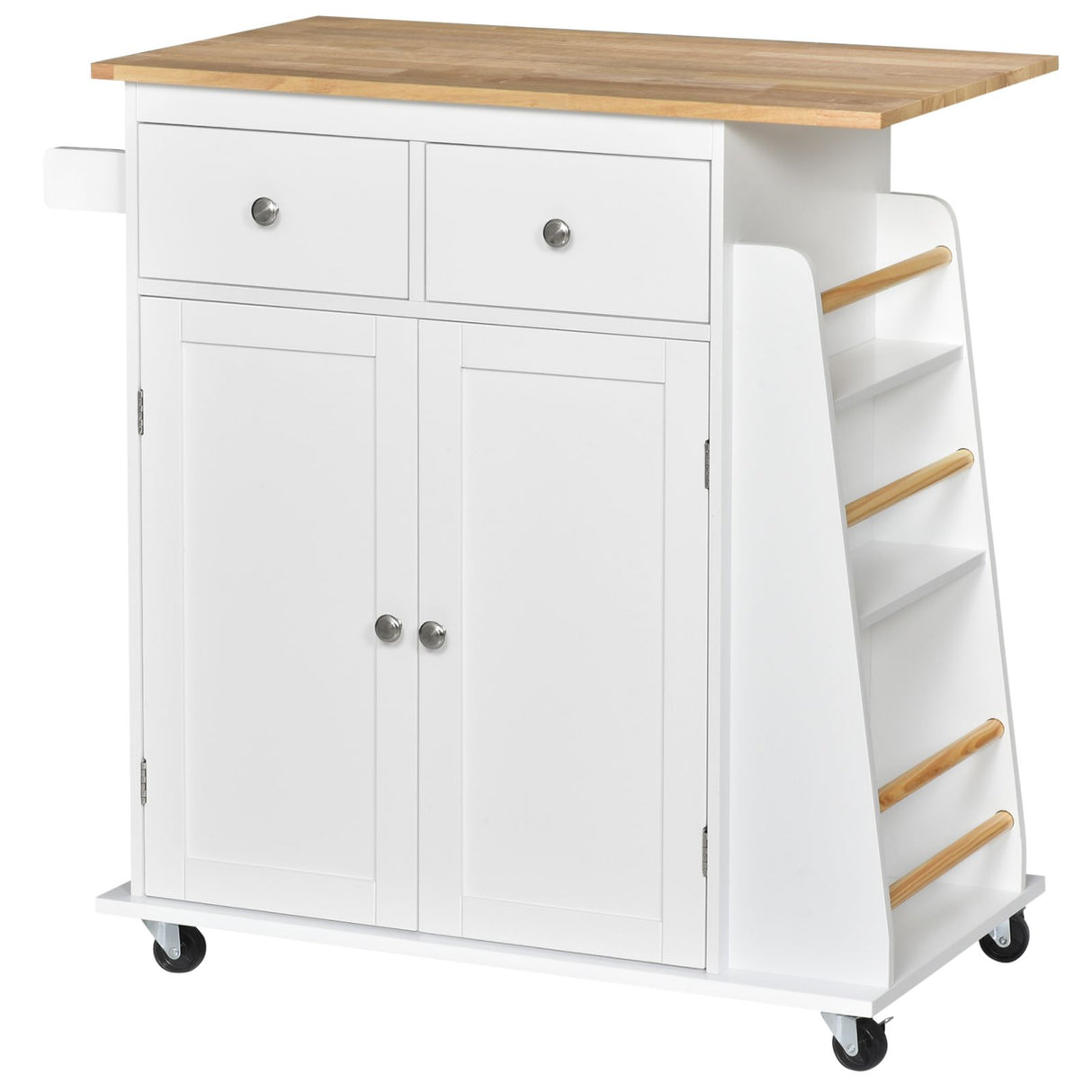 easycomfort easycomfort carrello da cucina portaspezie a 3 livelli e 4 ruote in mdf e truciolato 89x45x89cm bianco