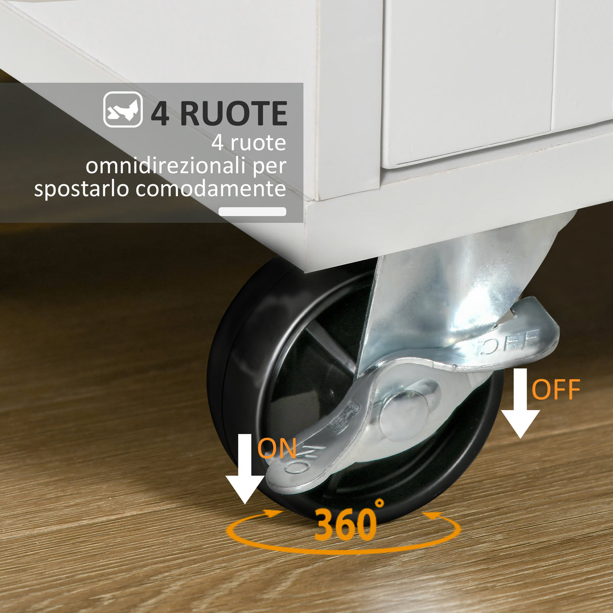 easycomfort easycomfort carrello da cucina multiuso in legno con 2 cassetti armadietto e 4 ruote 104x46x91cm bianco