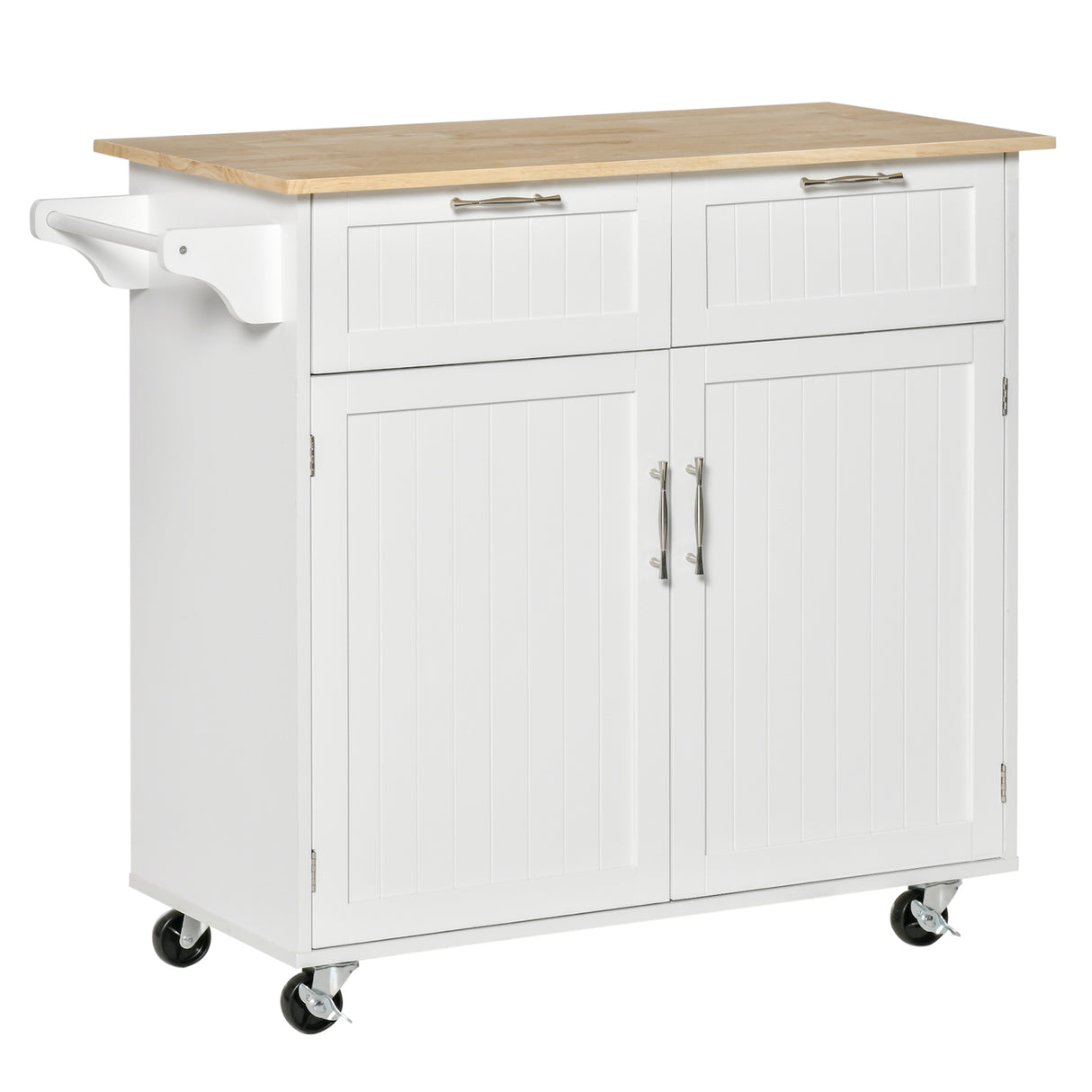 easycomfort easycomfort carrello da cucina multiuso in legno con 2 cassetti armadietto e 4 ruote 104x46x91cm bianco
