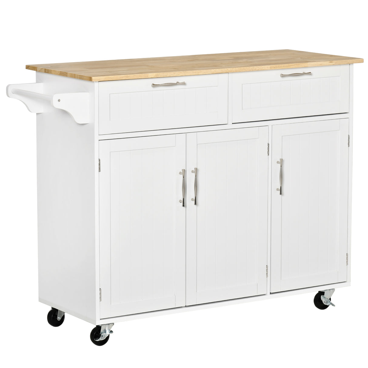 easycomfort easycomfort carrello da cucina multiuso con 2 cassetti 3 antine e 4 ruote in legno e mdf 121x46x91cm bianco
