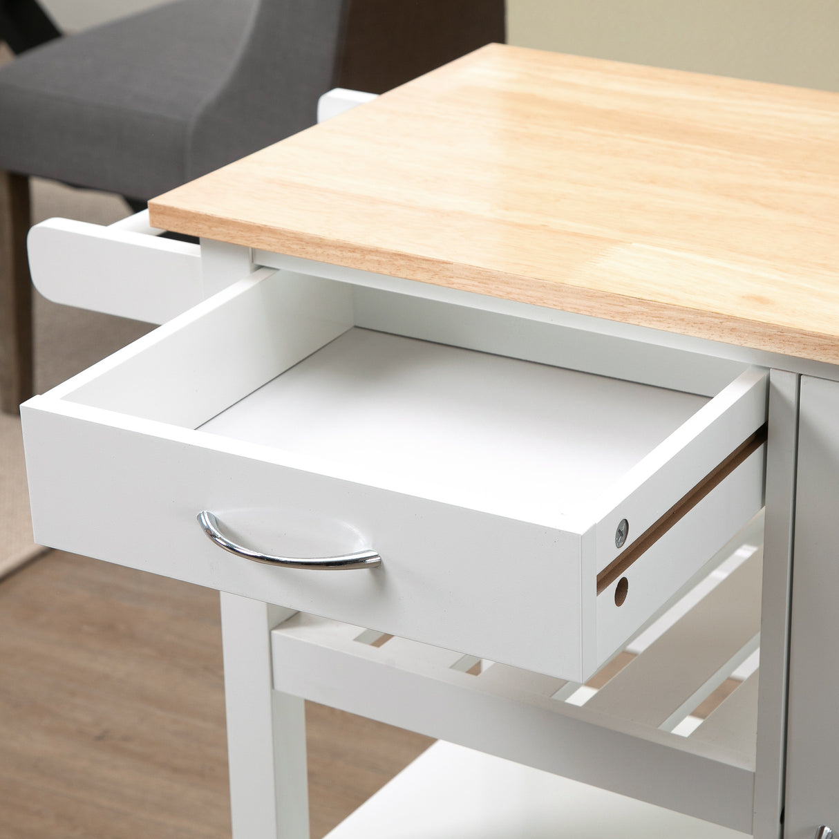 easycomfort easycomfort carrello da cucina con 1 cassetto 1 armadietto e 1 ripiano a 3 livelli 92x40x84cm bianco