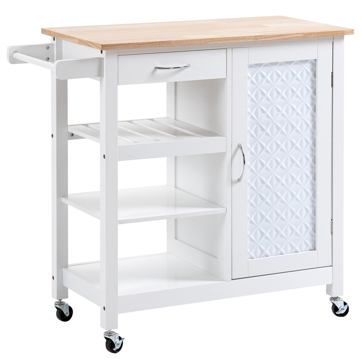 easycomfort easycomfort carrello da cucina con 1 cassetto 1 armadietto e 1 ripiano a 3 livelli 92x40x84cm bianco