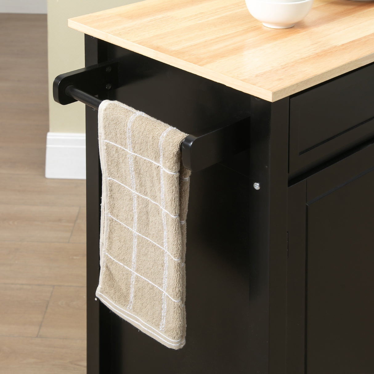 easycomfort easycomfort carrello da cucina in legno con cassetto armadietto e ruote 83x45x88cm nero