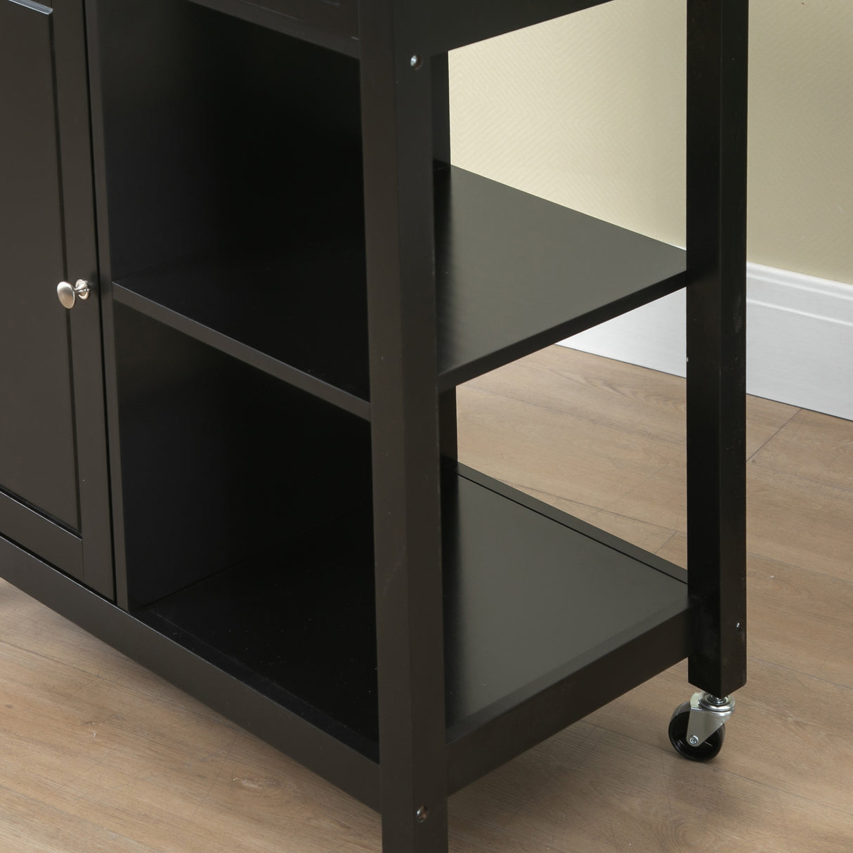 easycomfort easycomfort carrello da cucina in legno con cassetto armadietto e ruote 83x45x88cm nero