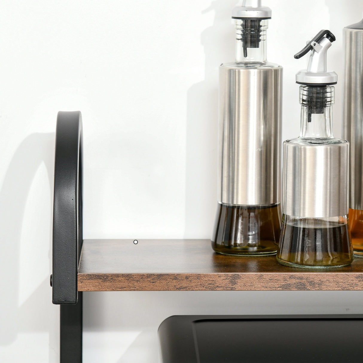 easycomfort easycomfort mobile cucina 4 ripiani e ganci in acciaio e legno 60x40x125cm legno