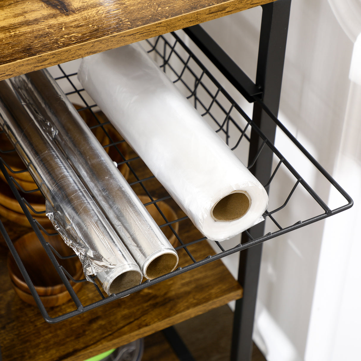 easycomfort easycomfort mobile da cucina a 3 ripiani in truciolato con presa di corrente porta usb e cestino 90x40x83cm