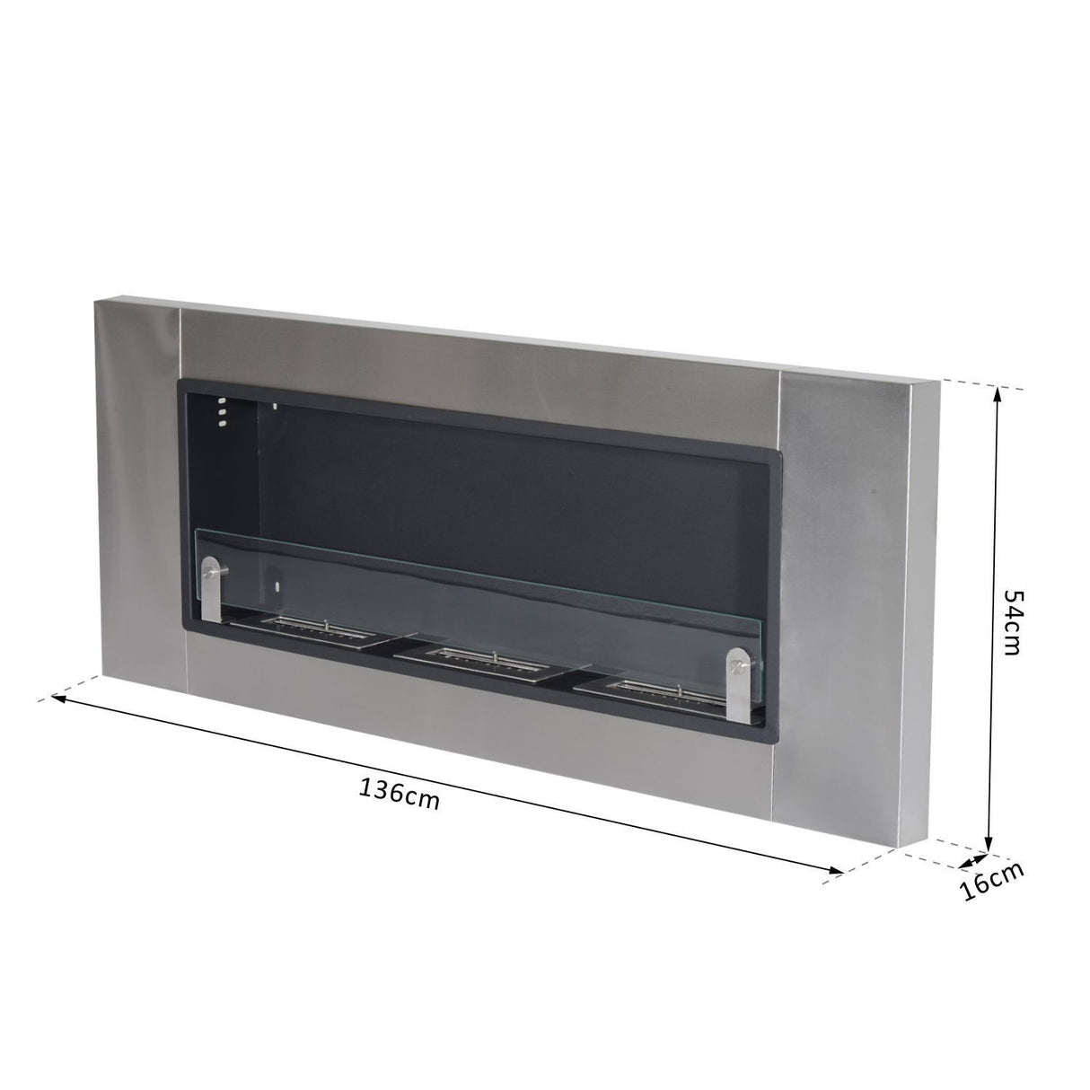 easycomfort easycomfort camino a bioetanolo in acciaio inox 3 serbatoi 1.5lt argento e nero 136x16x54cm ean 8055776914718