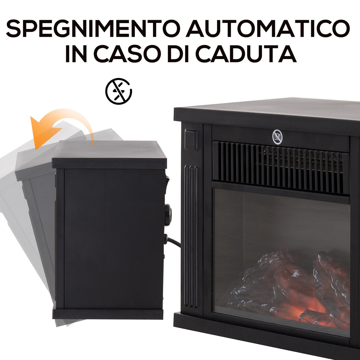 easycomfort easycomfort camino elettrico da terra potenza 600w1200w in plastica e vetro temperato nero 34x17x25cm ean 8054111845335