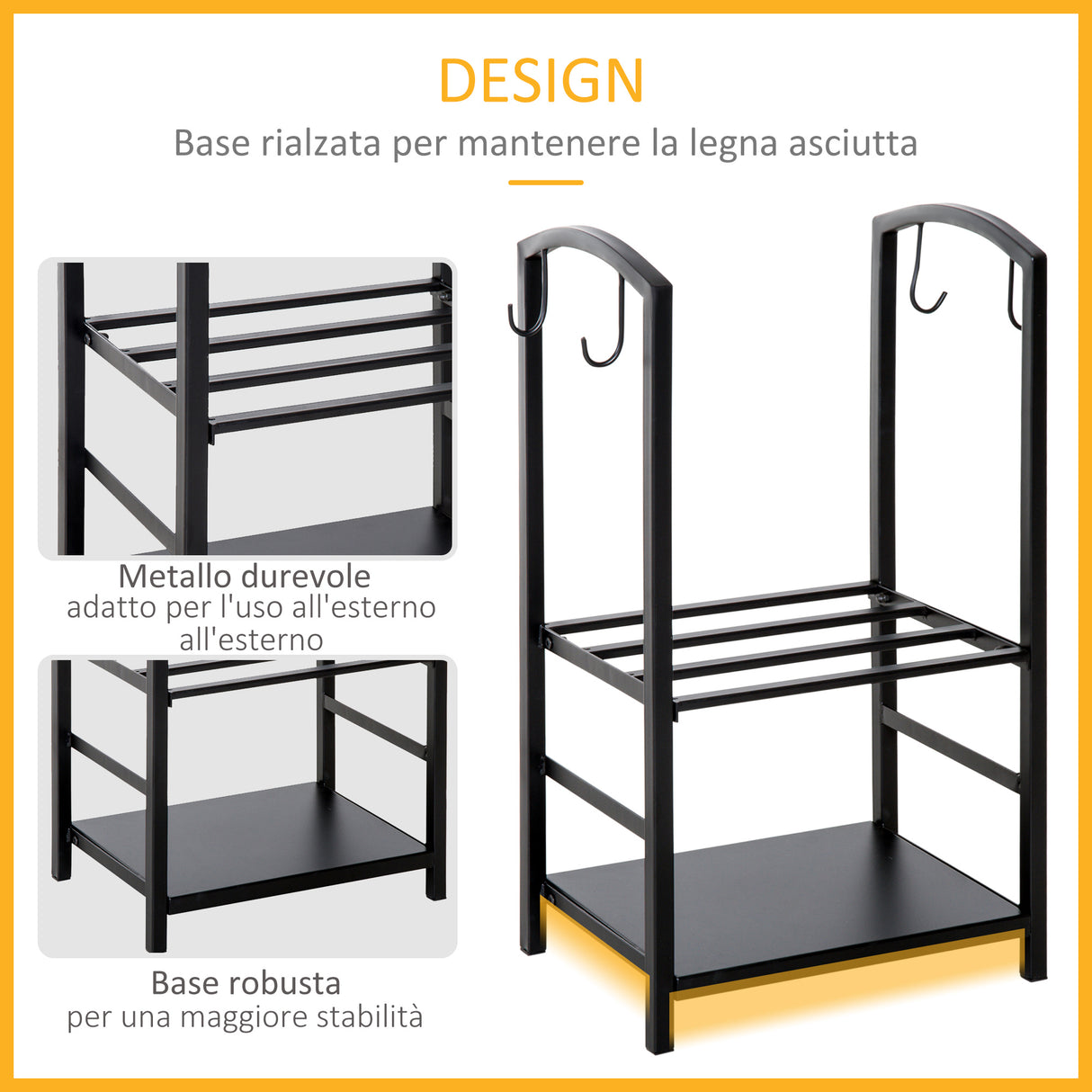 easycomfort easycomfort portalegna con set attrezzi per il camino in acciaio nero 40 x 30 x 74.5cm ean 8054111842716