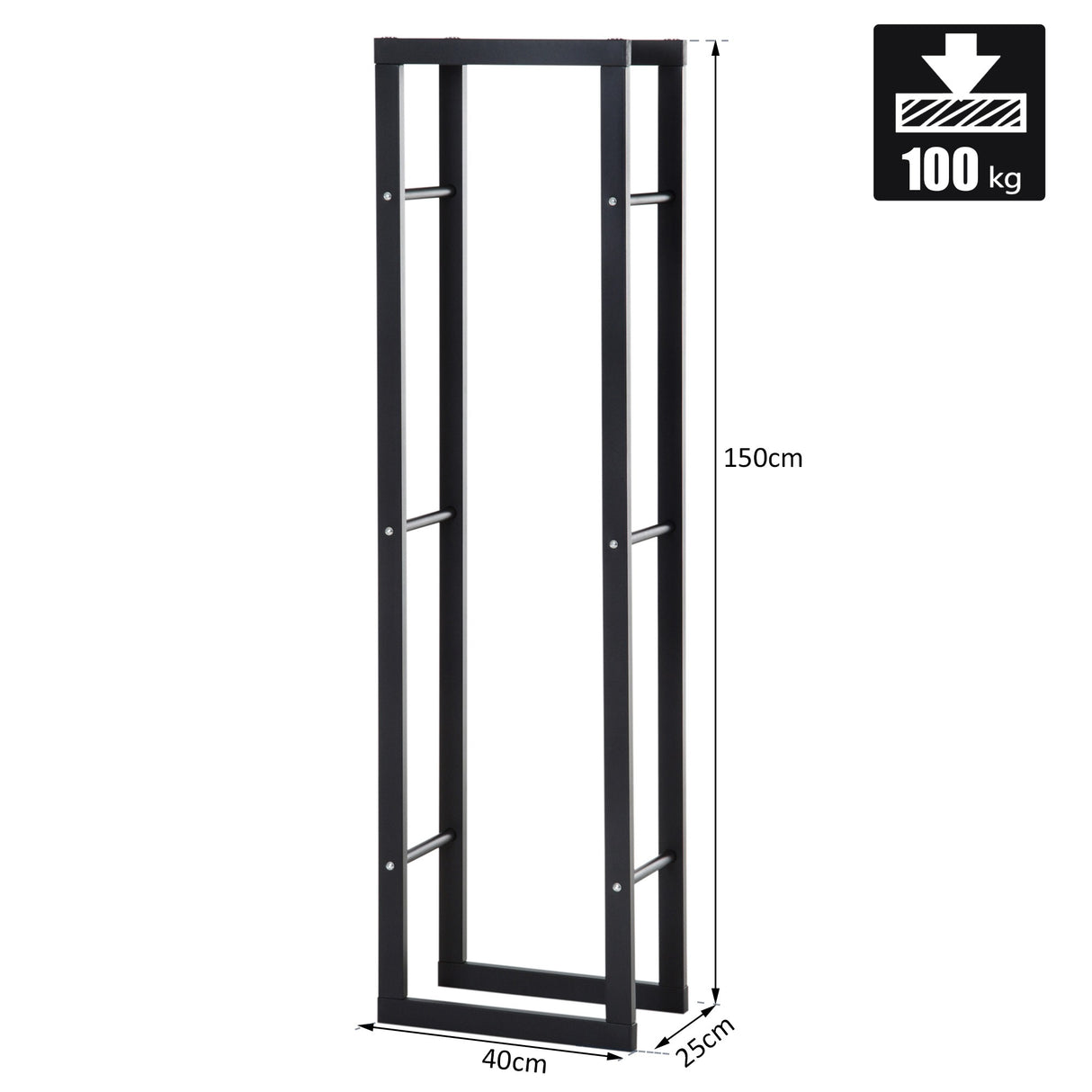 easycomfort easycomfort scaffale porta legna verticale per interno in ferro nero 40x25x150cm ean 8054111845724