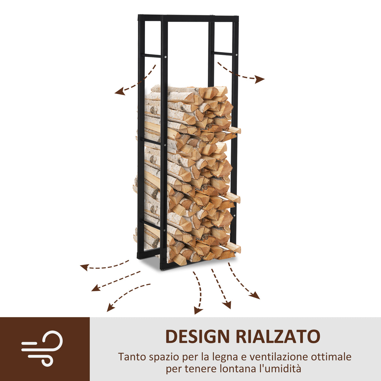 easycomfort easycomfort scaffale porta legna verticale per interno in ferro nero 40x25x150cm ean 8054111845724
