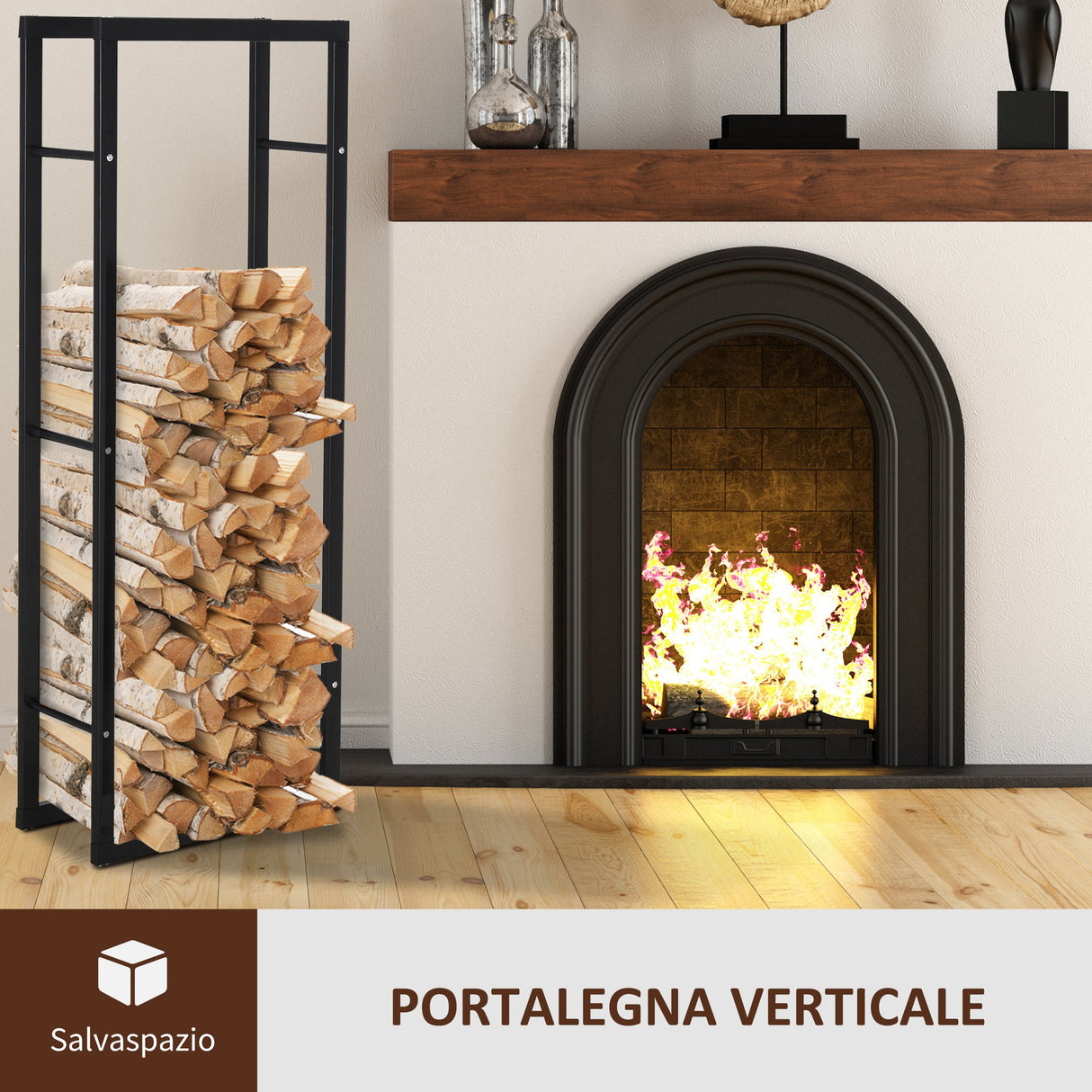 easycomfort easycomfort scaffale porta legna verticale per interno in ferro nero 40x25x150cm ean 8054111845724