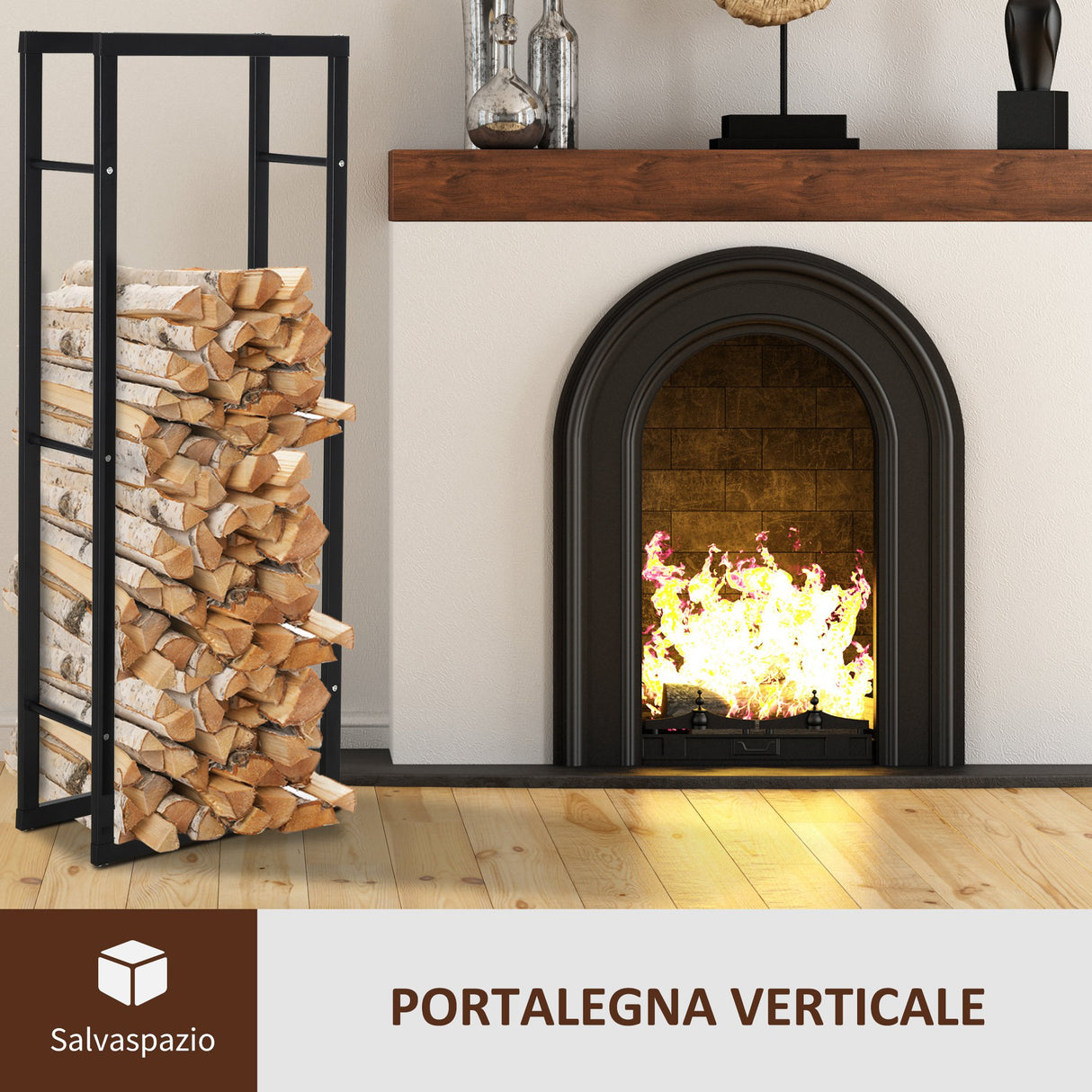 easycomfort easycomfort scaffale legnaia per casa e giardino portata 100kg nero 60x25x150cm ean 8054111847742