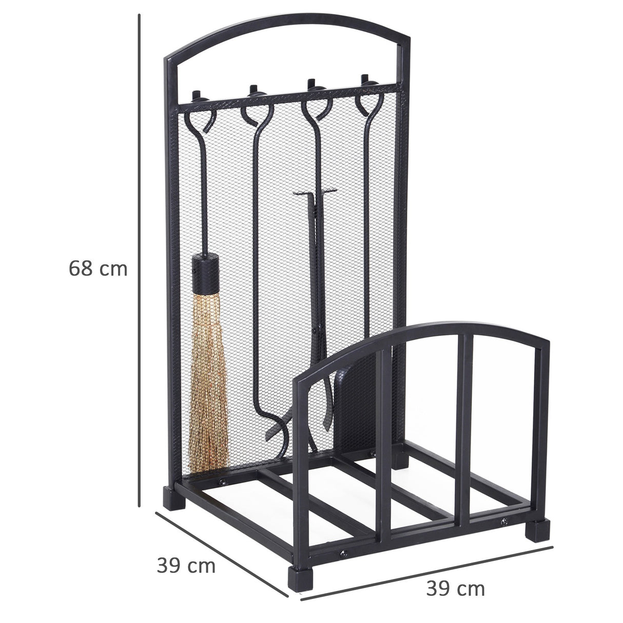 easycomfort easycomfort portalegna da interno ed esterno in metallo con ganci e 4 attrezzi per camino inclusi nero