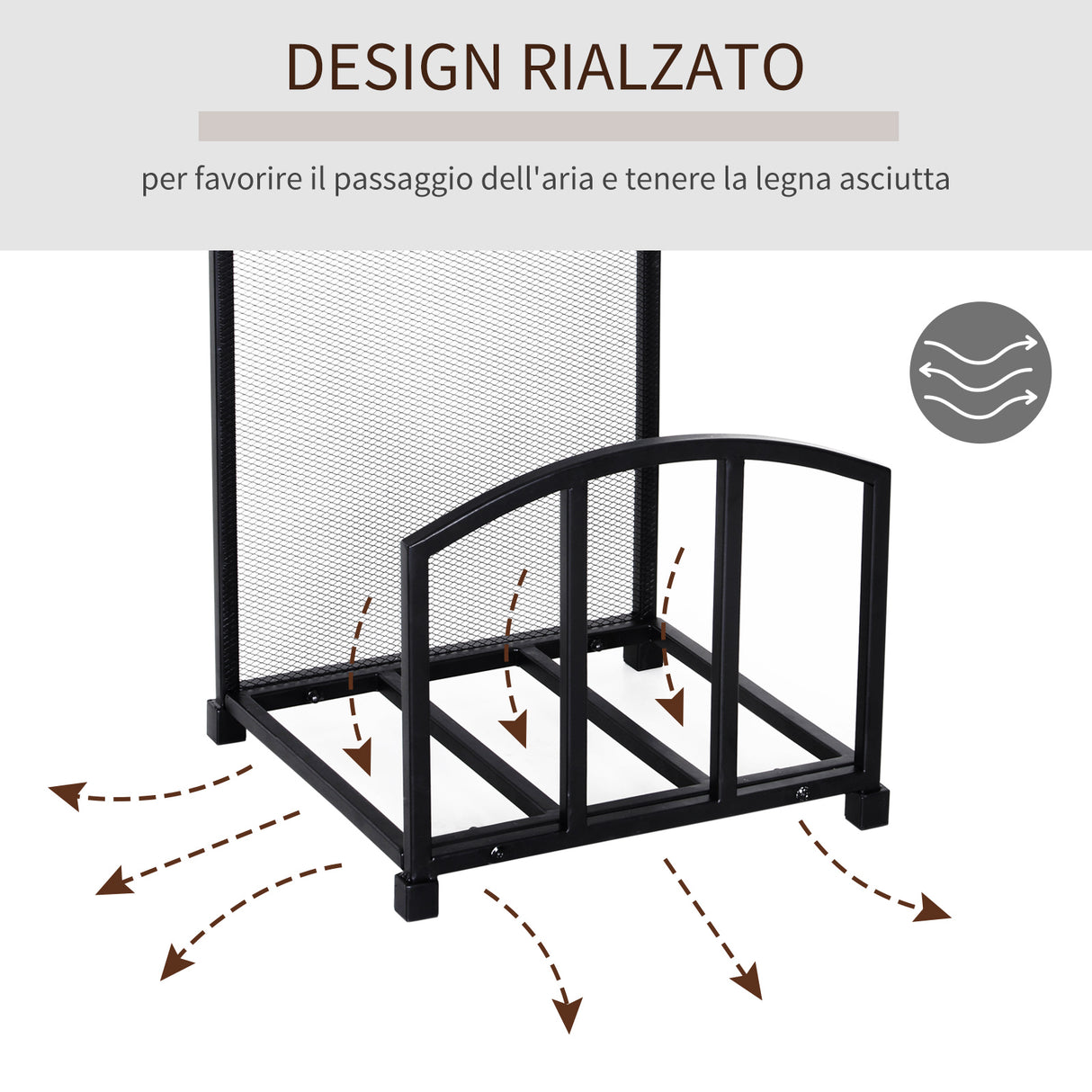 easycomfort easycomfort portalegna da interno ed esterno in metallo con ganci e 4 attrezzi per camino inclusi nero