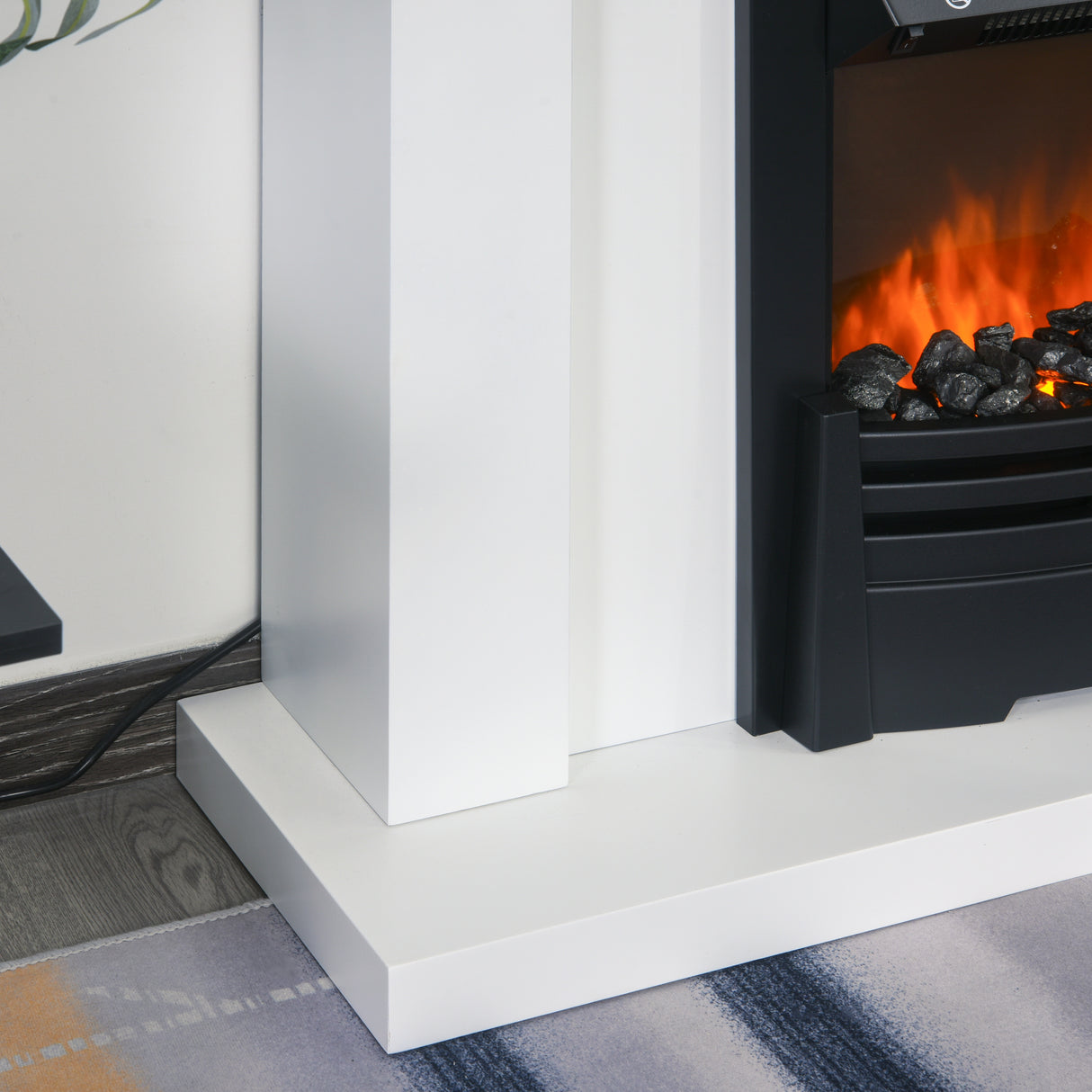 easycomfort easycomfort camino elettrico 10002000w effetto fiamma con led a 5 livelli e telecomando bianco