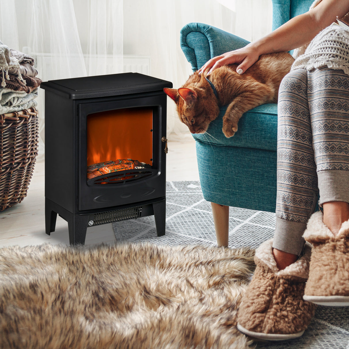 easycomfort easycomfort camino elettrico da terra con effetto fiamma temperatura regolabile copertura 15 20m nero