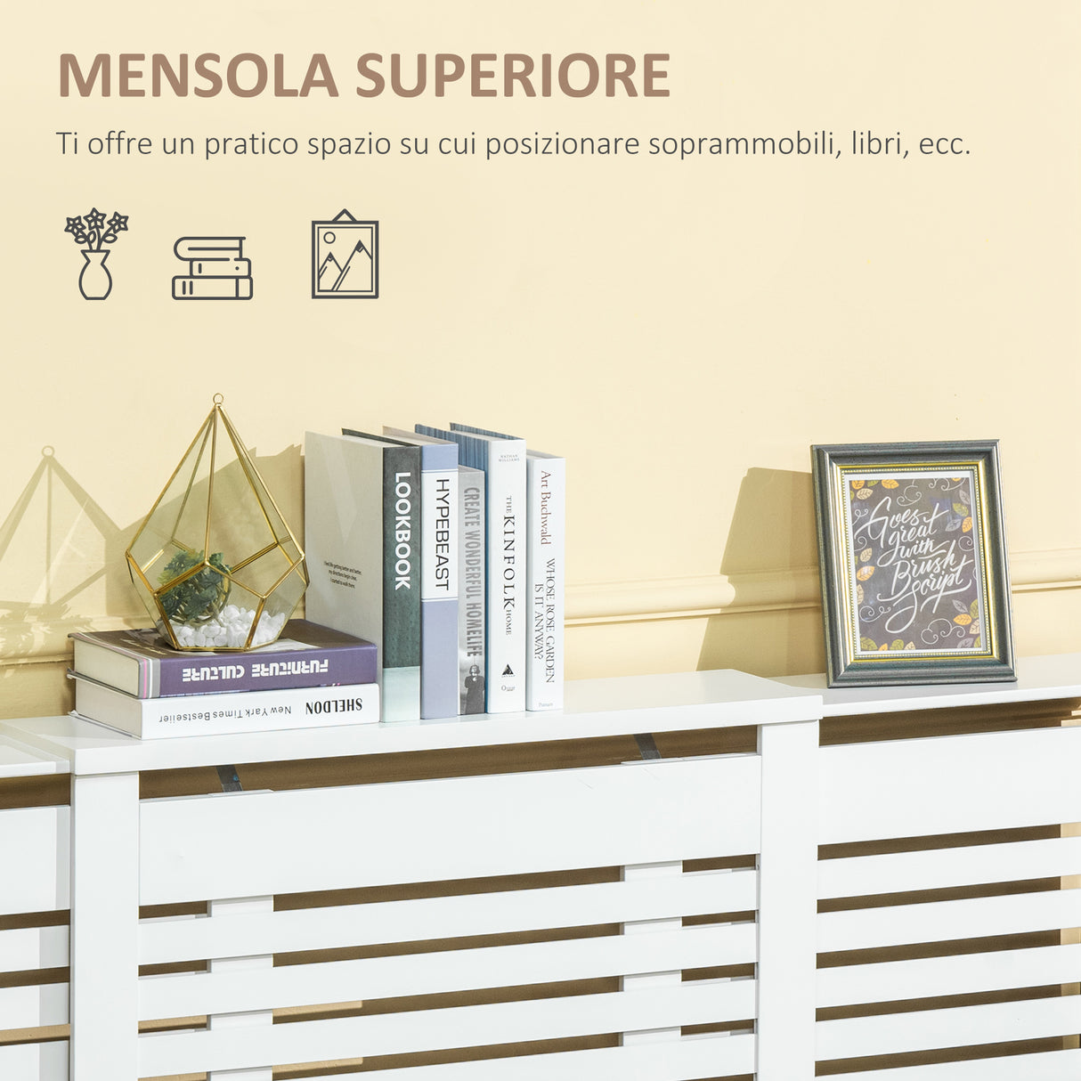 easycomfort easycomfort mobile copricalorifero larghezza regolabile e mensola superiore in mdf e legno bianco