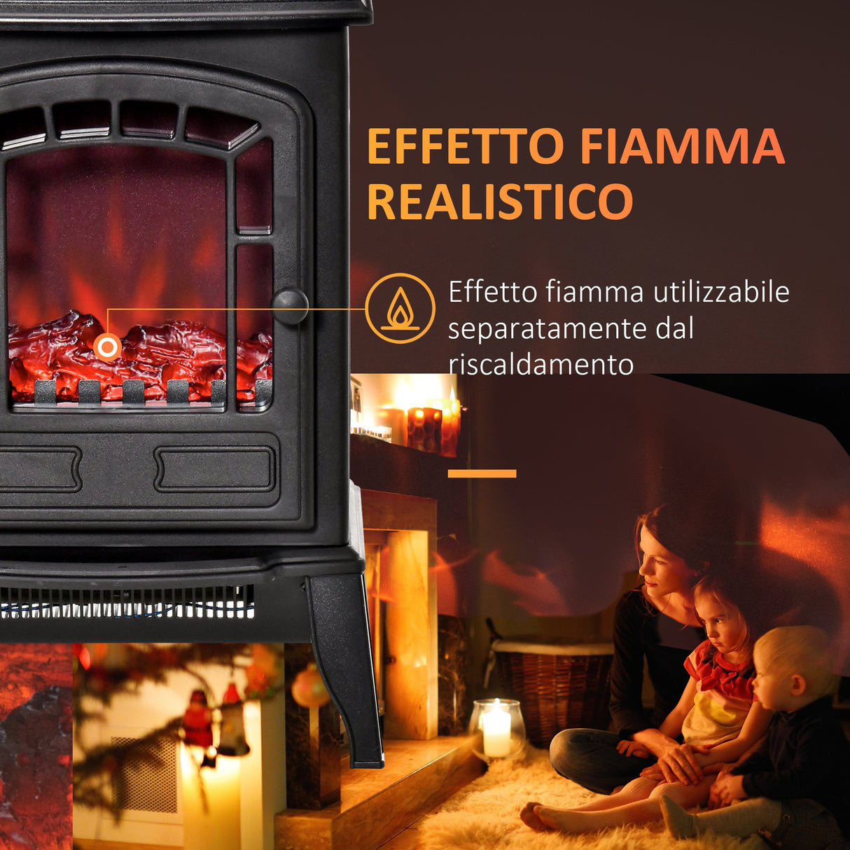 easycomfort easycomfort camino elettrico con effetto fiamma temperatura regolabile copertura 20 25m nero