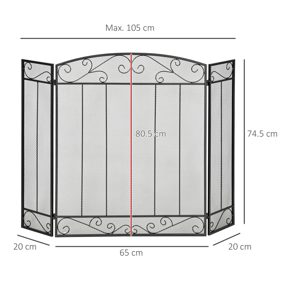 easycomfort easycomfort parascintille caminetto con 3 pannelli pieghevoli nero
