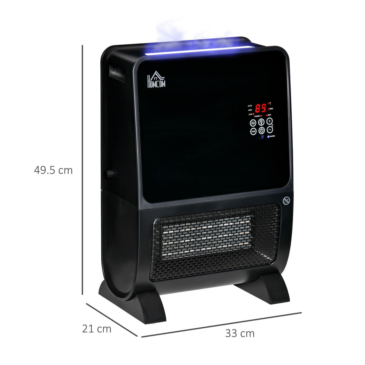 easycomfort easycomfort stufa elettrica 2 in 1 con umidificatore luce led a 3 colori e ultravioletti timer e telecomando 33x21x49.5cm nero