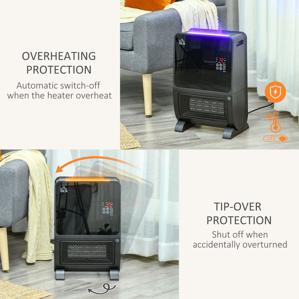 easycomfort easycomfort stufa elettrica 2 in 1 con umidificatore luce led a 3 colori e ultravioletti timer e telecomando 33x21x49.5cm nero