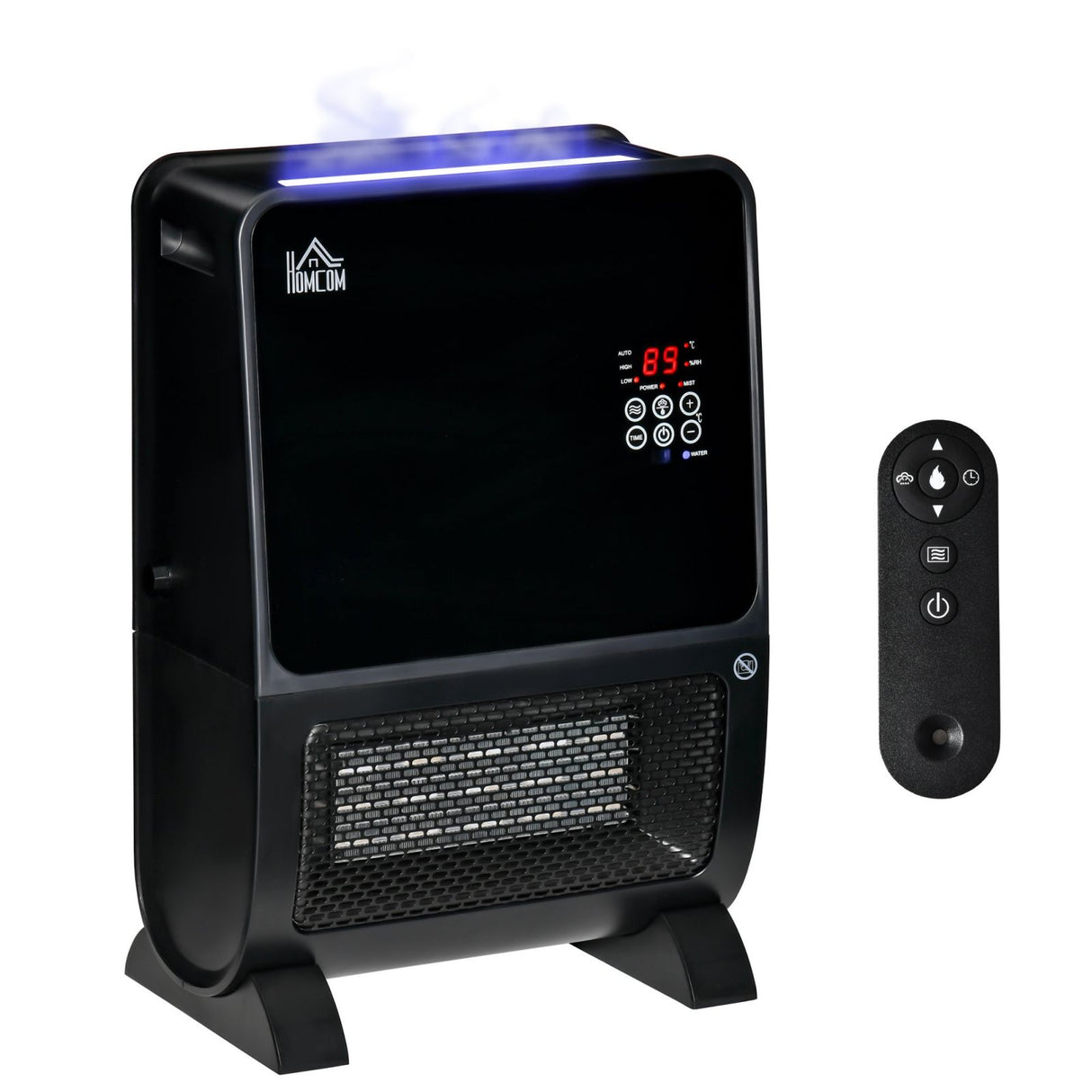 easycomfort easycomfort stufa elettrica 2 in 1 con umidificatore luce led a 3 colori e ultravioletti timer e telecomando 33x21x49.5cm nero