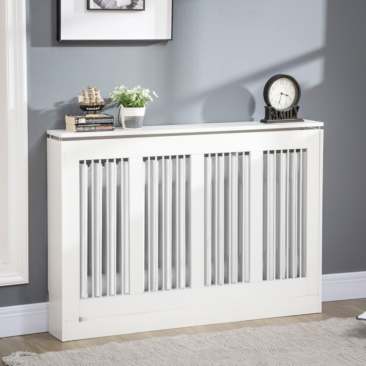 easycomfort easycomfort copritermosifone a doghe moderno ed elegante per la casa in mdf e acciaio 120x18x84cm bianco