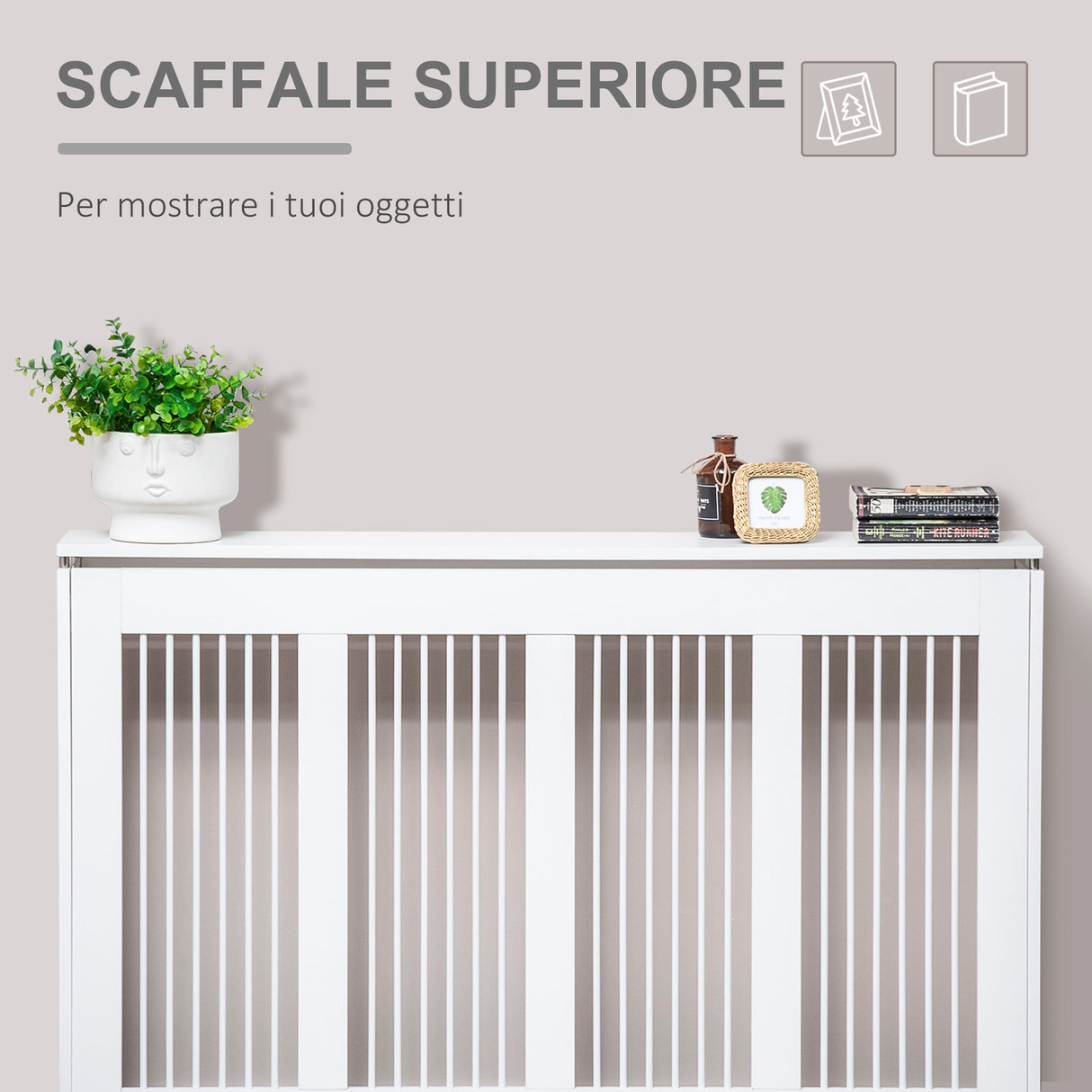 easycomfort easycomfort copritermosifone a doghe moderno ed elegante per la casa in mdf e acciaio 120x18x84cm bianco