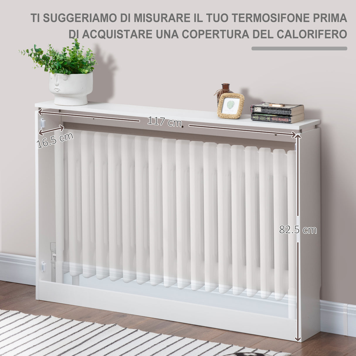easycomfort easycomfort copritermosifone a doghe moderno ed elegante per la casa in mdf e acciaio 120x18x84cm bianco