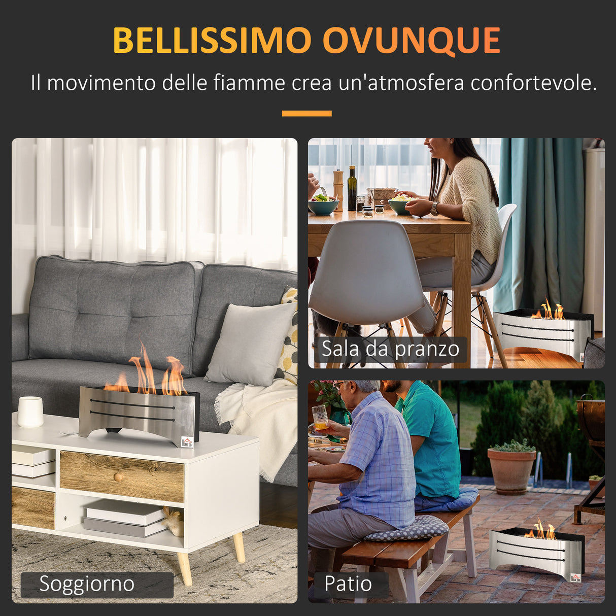 easycomfort easycomfort camino bioetanolo in acciaio inox 3h di combustione con serbatoio 1 5l e copertura 25m 45x18x17 cm argento