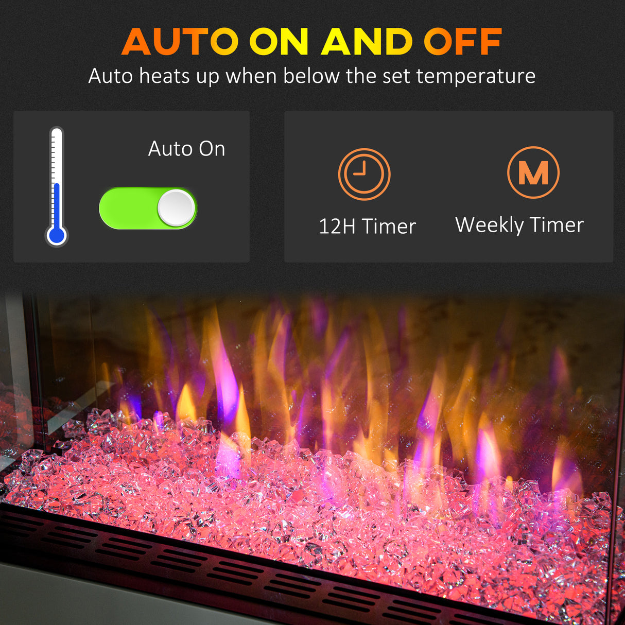 easycomfort easycomfort caminetto elettrico a 10 colori con spegnimento automatico e timer da 12h 61x28x66 5 cm bianco