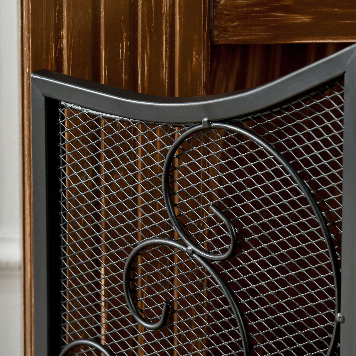 easycomfort easycomfort parascintille camino a 3 pannelli in metallo con design pieghevole 66x31x81 cm nero