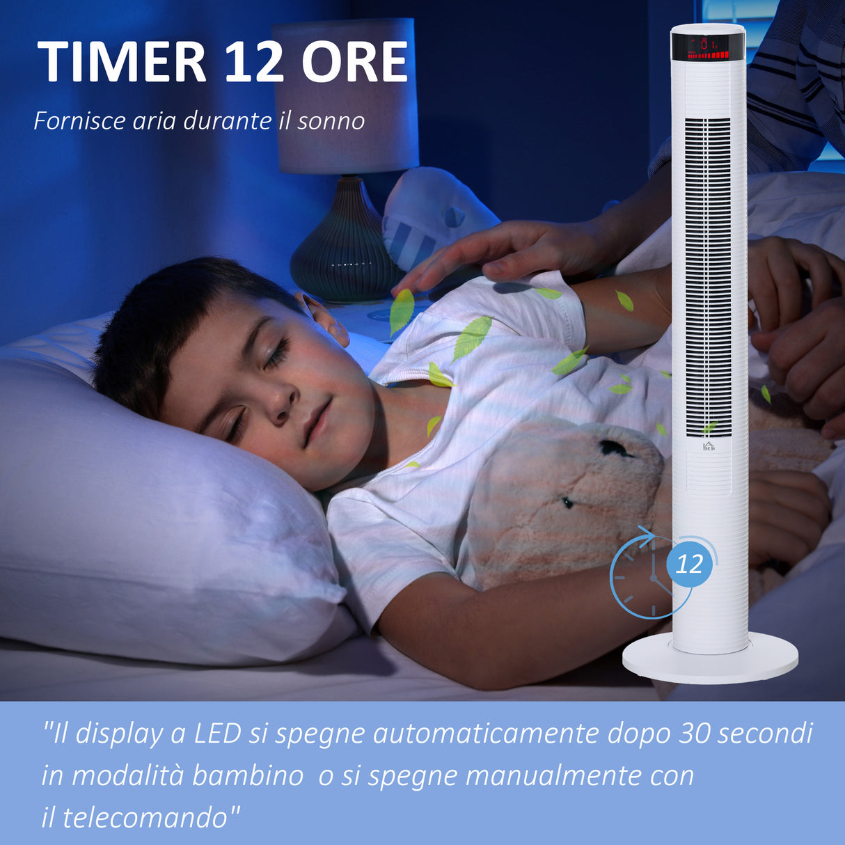 easycomfort easycomfort ventilatore a colonna con 3 velocita e 4 modalita timer di 12h pannello led e telecomando bianco