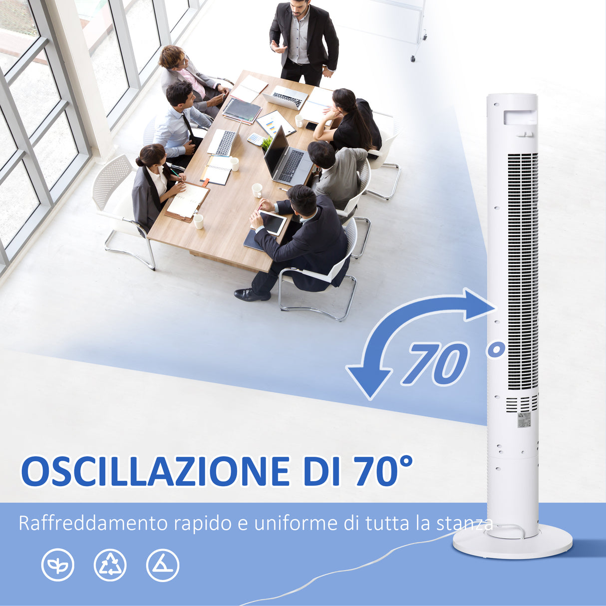 easycomfort easycomfort ventilatore a colonna con 3 velocita e 4 modalita timer di 12h pannello led e telecomando bianco