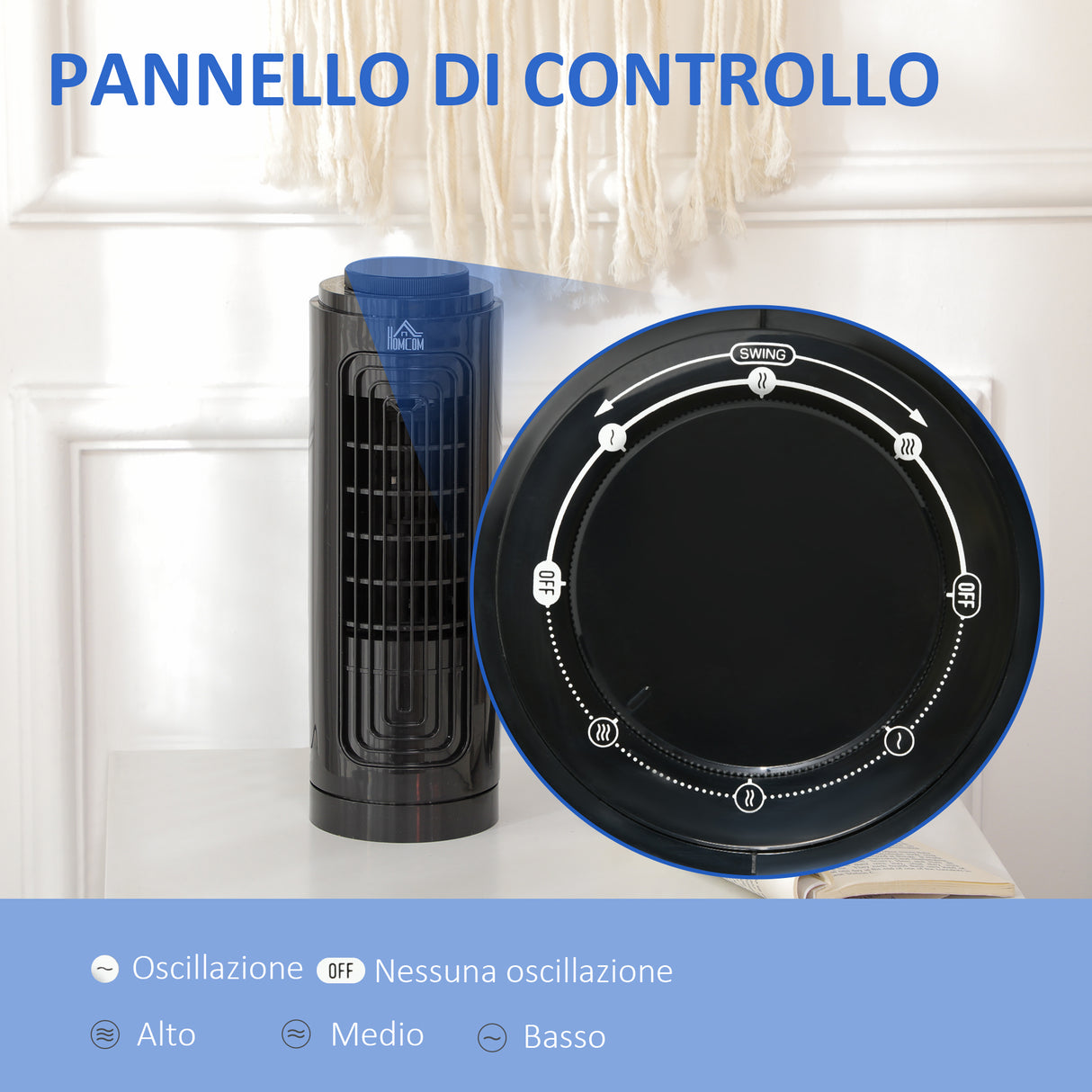easycomfort easycomfort ventilatore a colonna oscillante a 3 velocita e basso rumore in abs e rame 11x32 5 cm nero