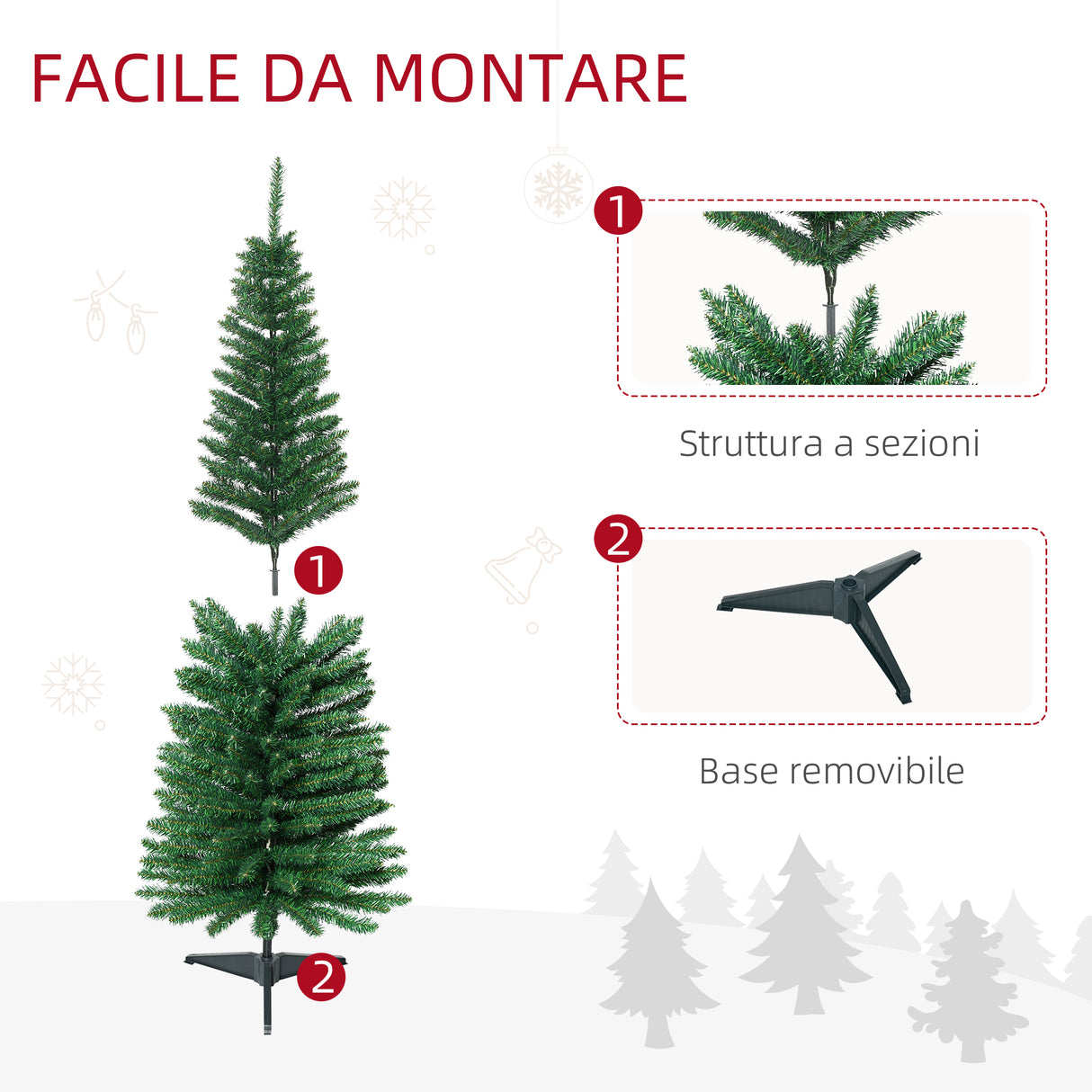 easycomfort easycomfort albero di natale artificiale 150cm con rami 294 base pieghevole rimovibile decorazioni natalizie