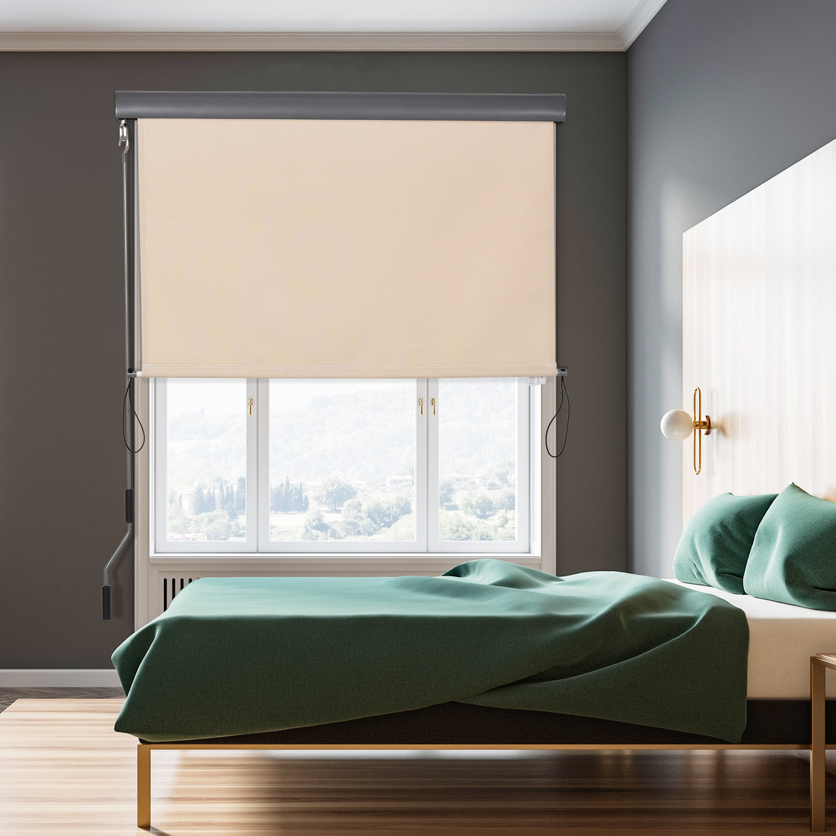 easycomfort easycomfort tenda avvolgibile parasole con manovella installazione a muro o soffitto 120x200cm beige