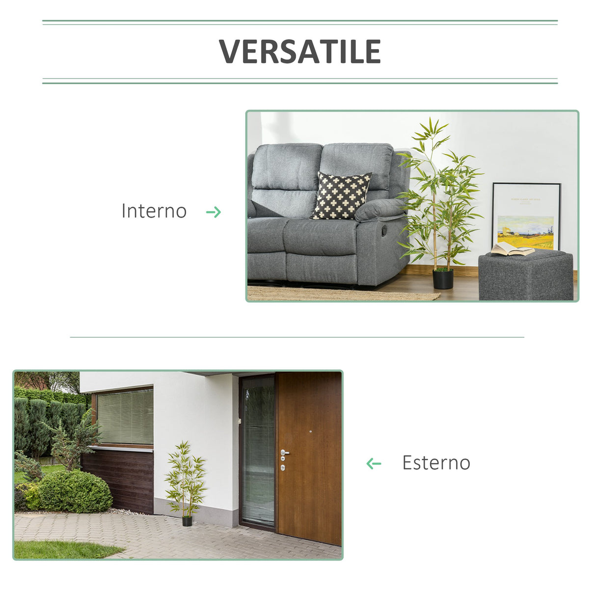easycomfort easycomfort pianta artificiale di bambu alta 120cm con vaso per interno ed esterno verde
