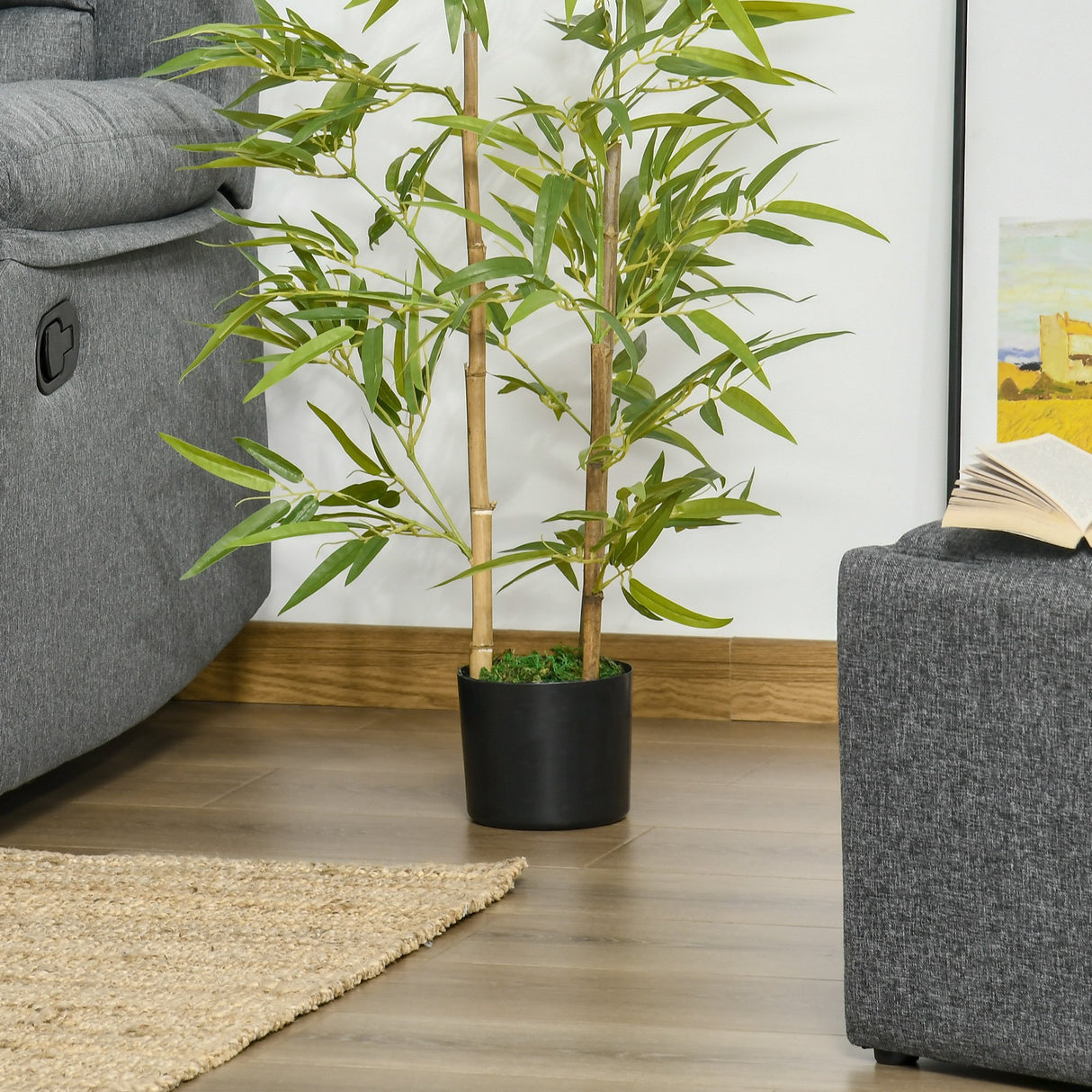 easycomfort easycomfort pianta artificiale di bambu alta 120cm con vaso per interno ed esterno verde