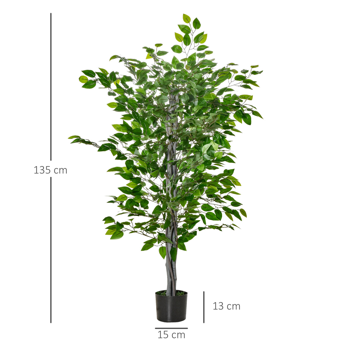 easycomfort easycomfort pianta artificiale di ficus alta 135cm con vaso per interno ed esterno verde