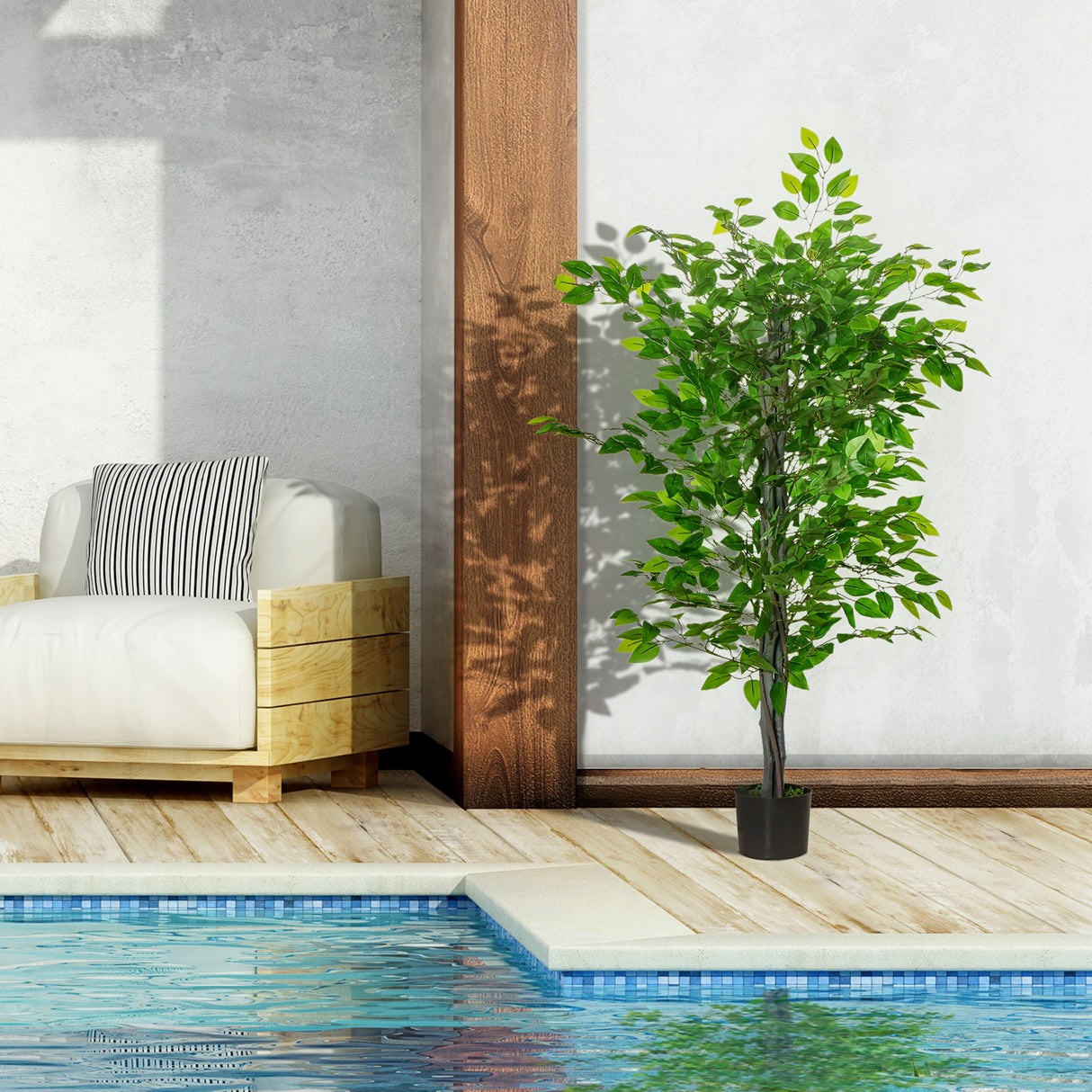 easycomfort easycomfort pianta artificiale di ficus alta 135cm con vaso per interno ed esterno verde