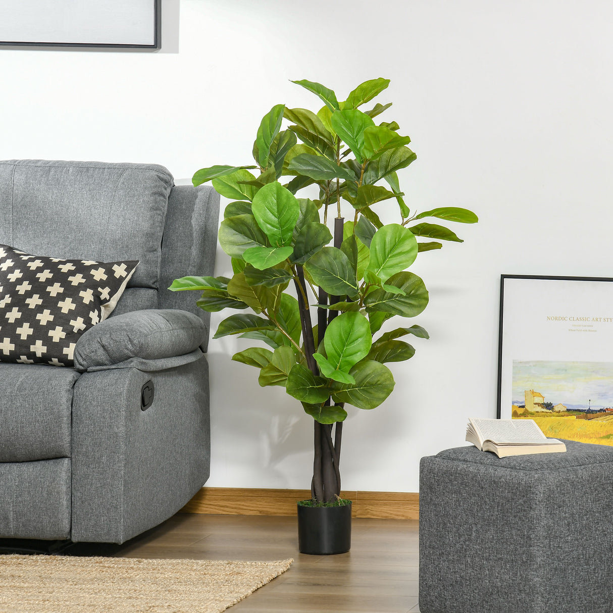 easycomfort easycomfort ficus artificiale 130cm per interni ed esterni pianta artificiale realistica con 78 foglie