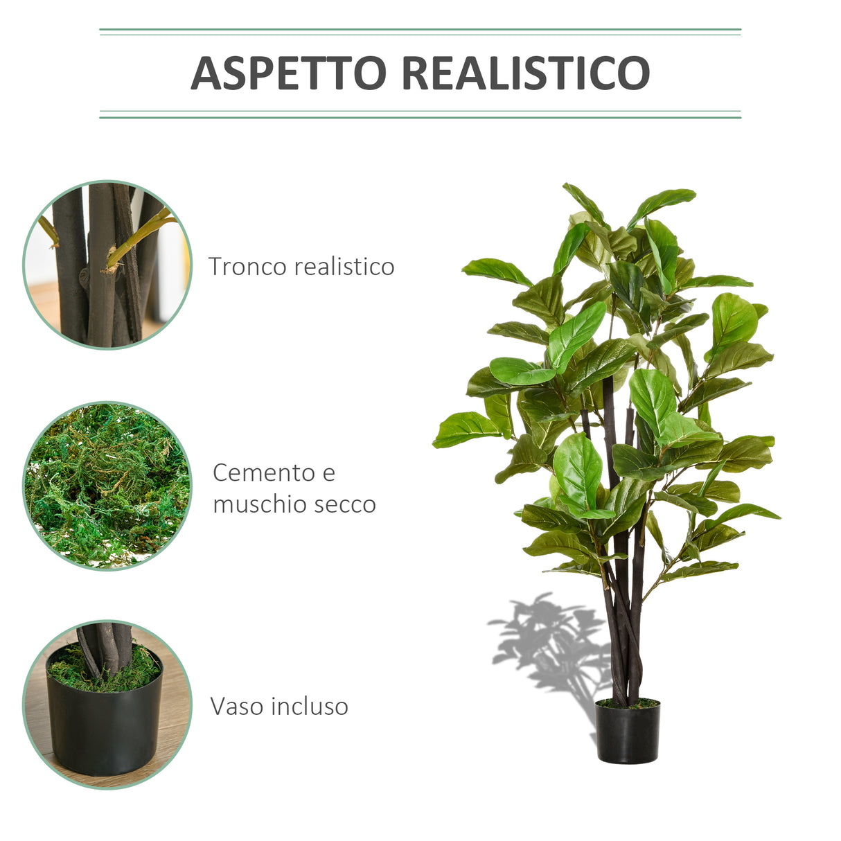 easycomfort easycomfort ficus artificiale 130cm per interni ed esterni pianta artificiale realistica con 78 foglie