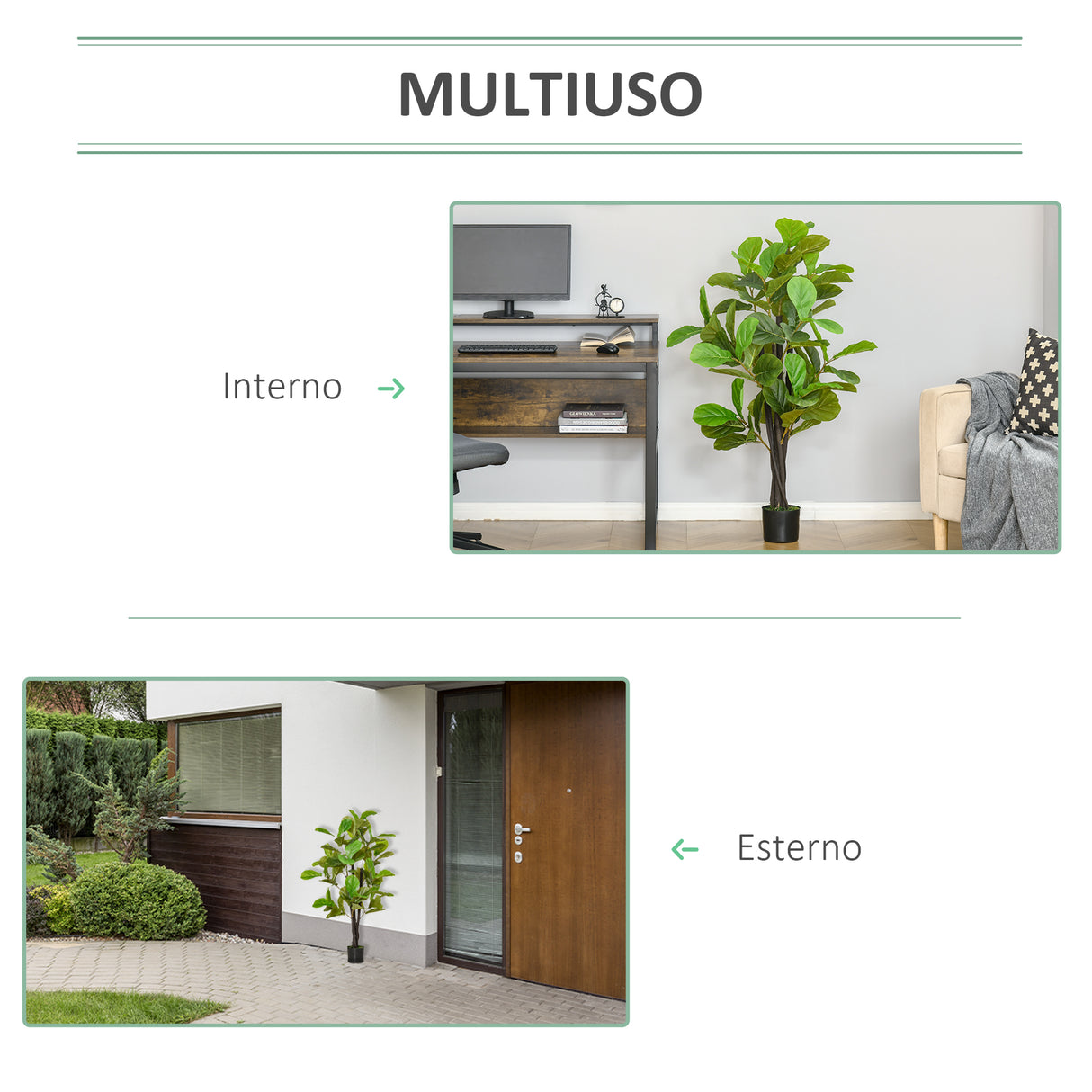 easycomfort easycomfort ficus artificiale 130cm per interni ed esterni pianta artificiale realistica con 78 foglie