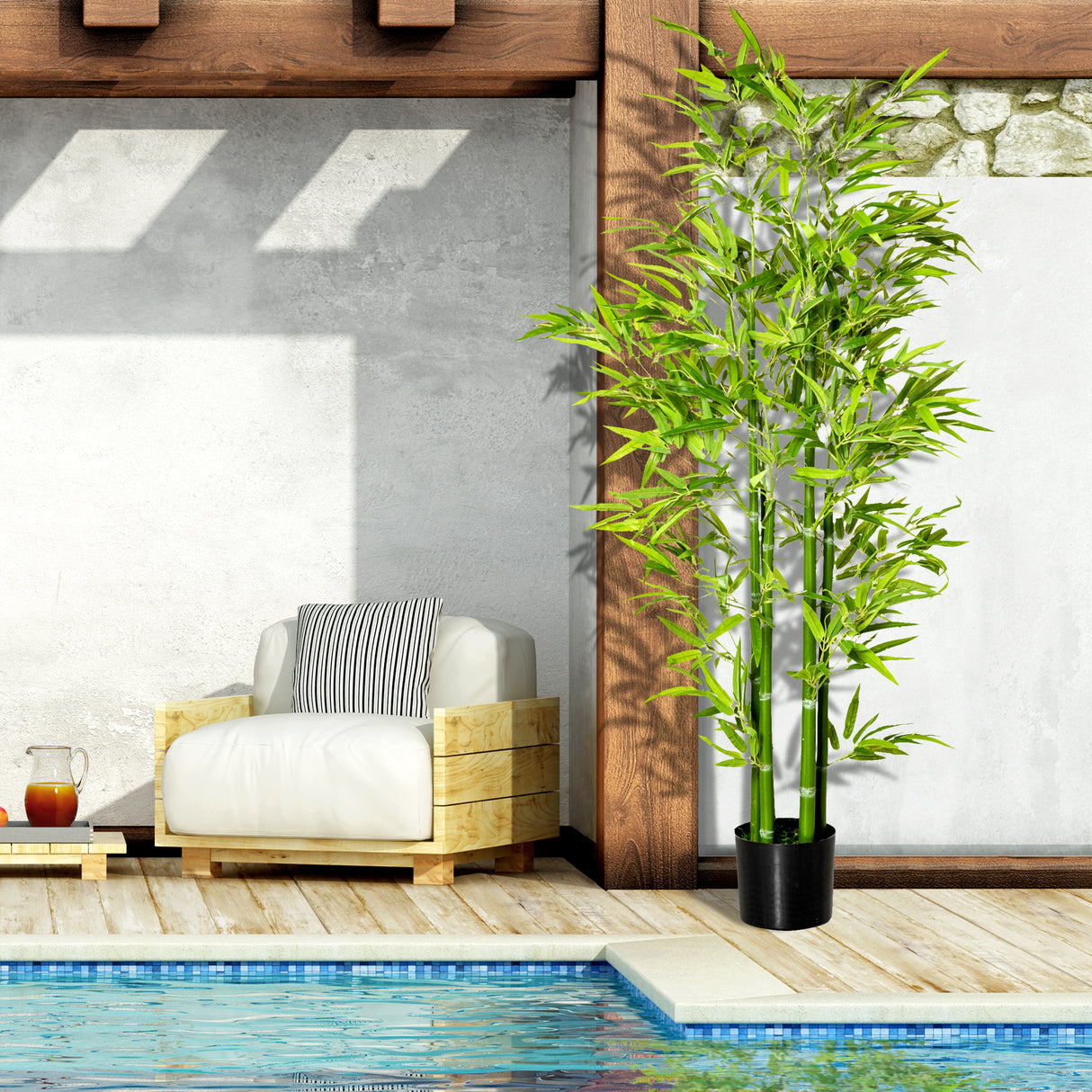 easycomfort easycomfort pianta finta di bambu alta 150cm con vaso incluso per interno ed esterno verde